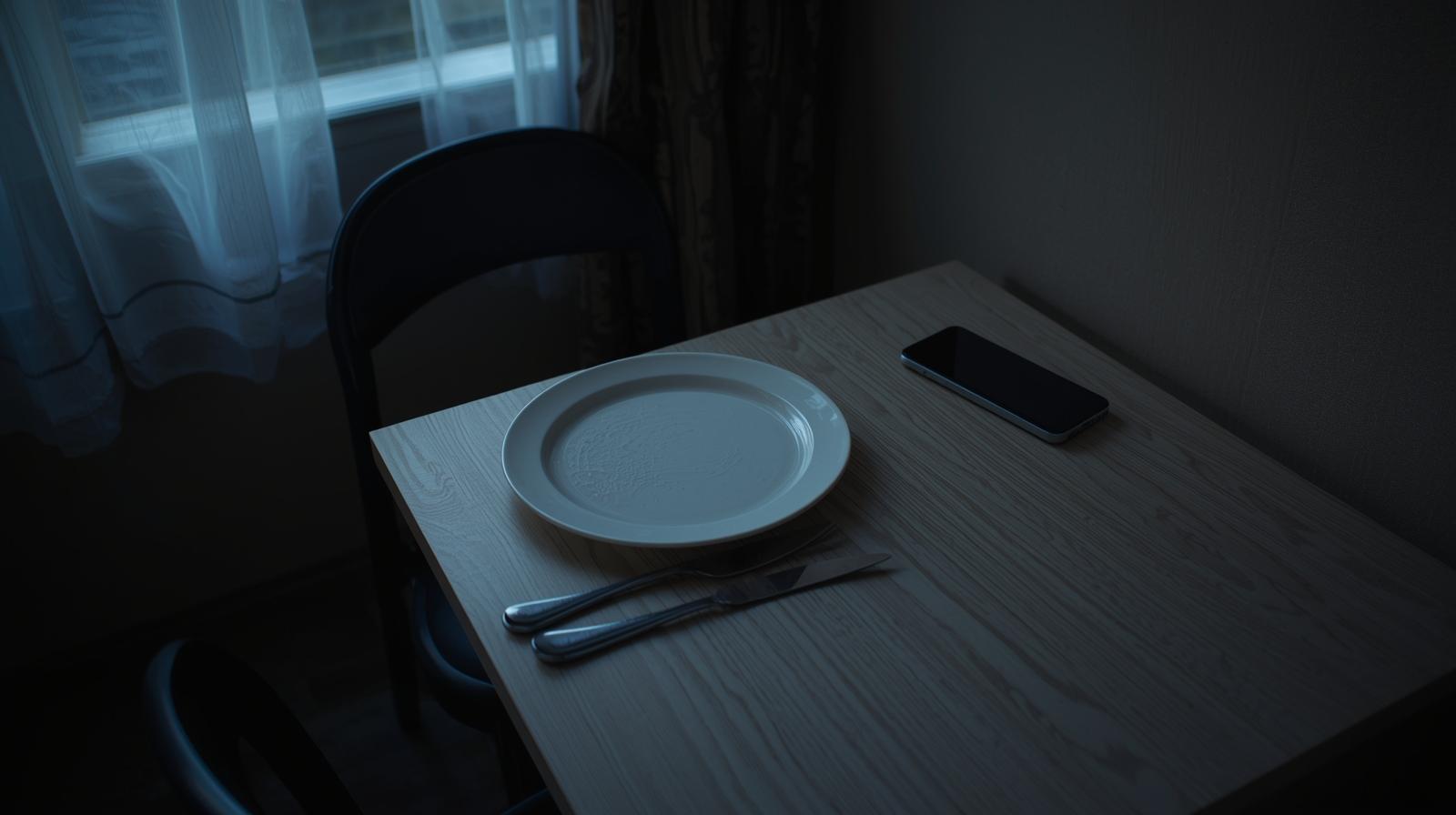 dinner for one symbolizing solitarity endured during a long distance relationship