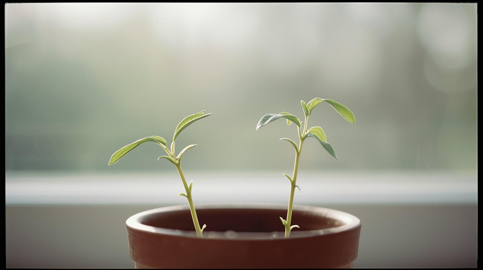 two plants facing away from each other symbolizing long distance relationship