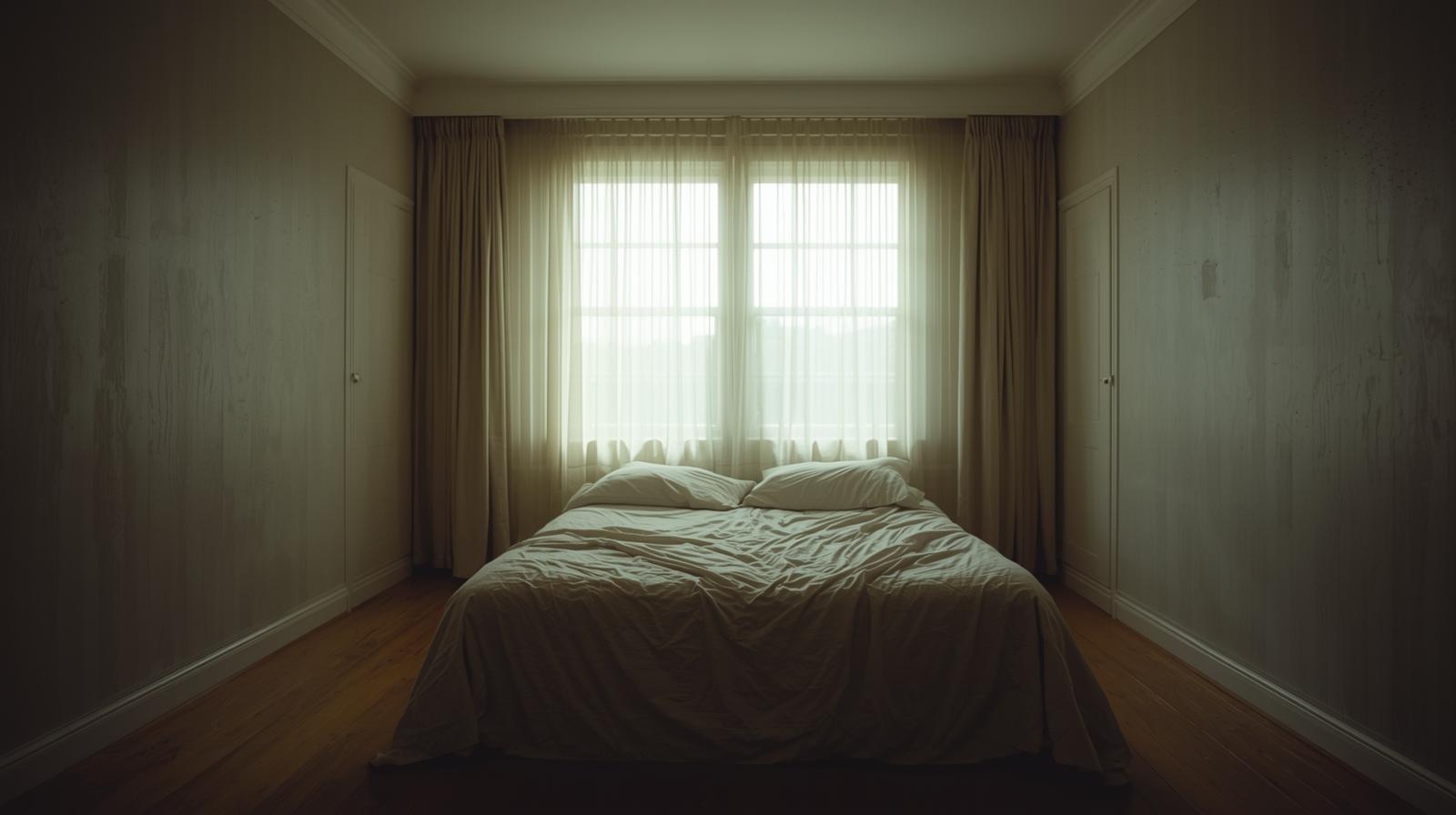 wide empty bedroom symbolizing distance